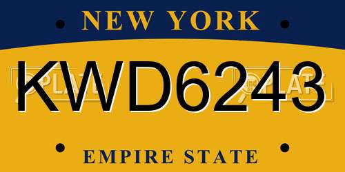 KWD6243 New York License Plate