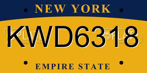 KWD6318 New York License Plate