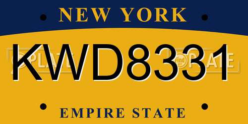 KWD8331 New York License Plate