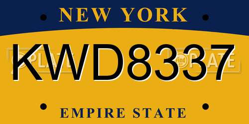 KWD8337 New York License Plate
