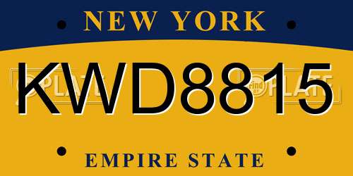 KWD8815 New York License Plate