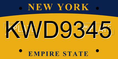 KWD9345 New York License Plate