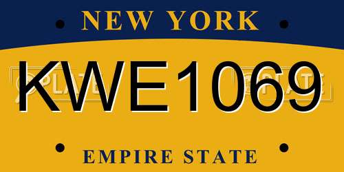 KWE1069 New York License Plate