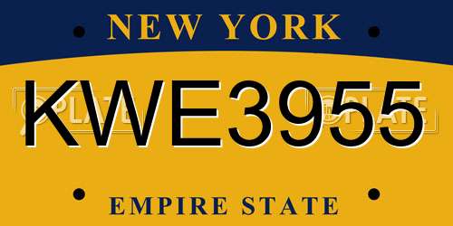 KWE3955 New York License Plate