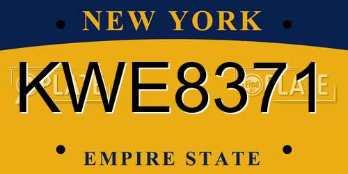 KWE8371 New York License Plate