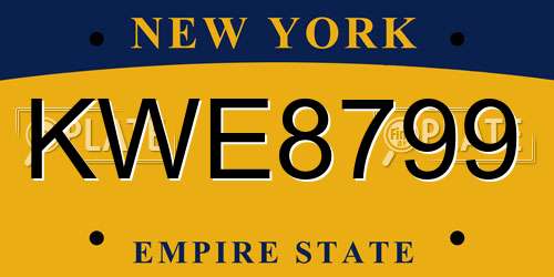 KWE8799 New York License Plate