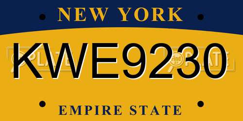 KWE9230 New York License Plate