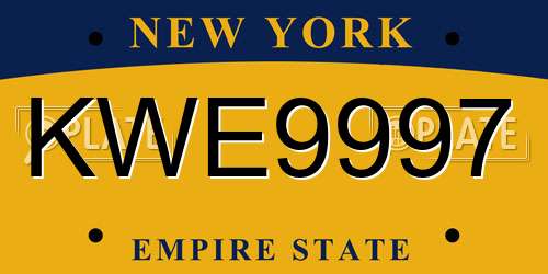 KWE9997 New York License Plate