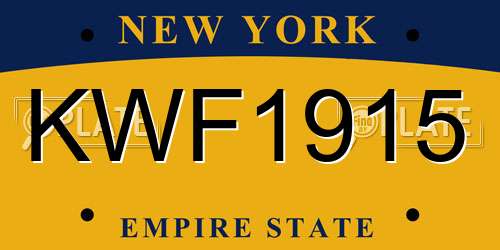 KWF1915 New York License Plate
