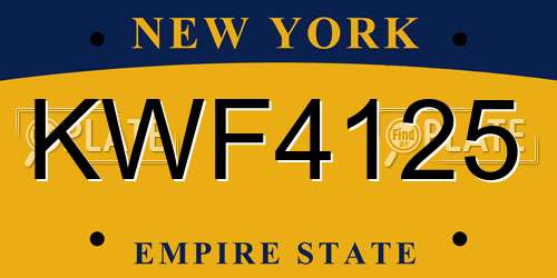 KWF4125 New York License Plate