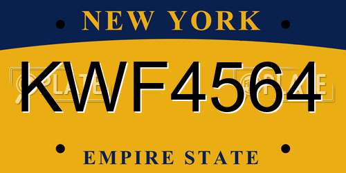 KWF4564 New York License Plate