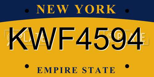 KWF4594 New York License Plate