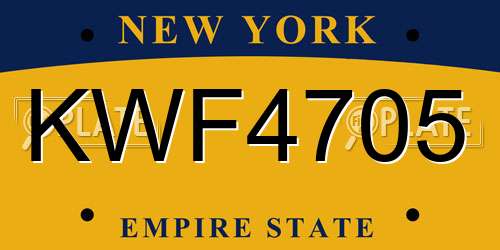 KWF4705 New York License Plate