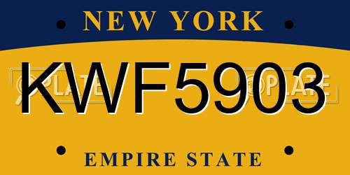 KWF5903 New York License Plate