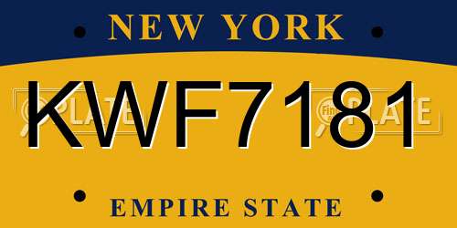 KWF7181 New York License Plate