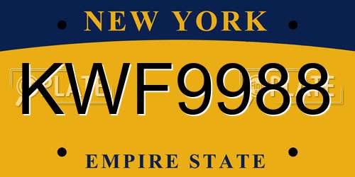 KWF9988 New York License Plate