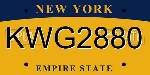 KWG2880 New York License Plate