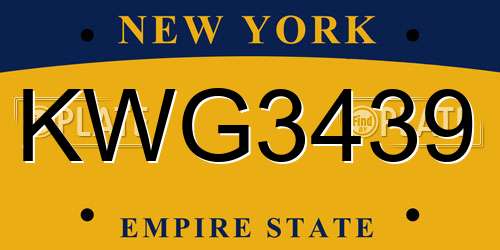 KWG3439 New York License Plate