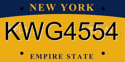 KWG4554 New York License Plate