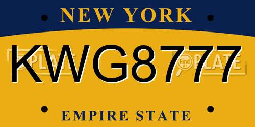 KWG8777 New York License Plate