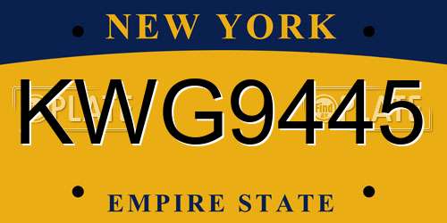 KWG9445 New York License Plate