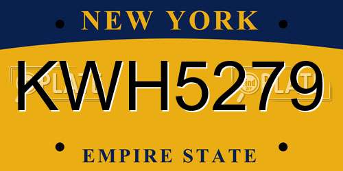 KWH5279 New York License Plate