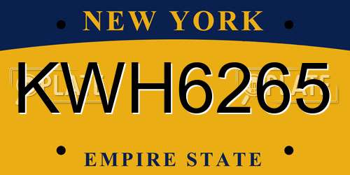 KWH6265 New York License Plate