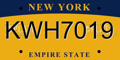KWH7019 New York License Plate