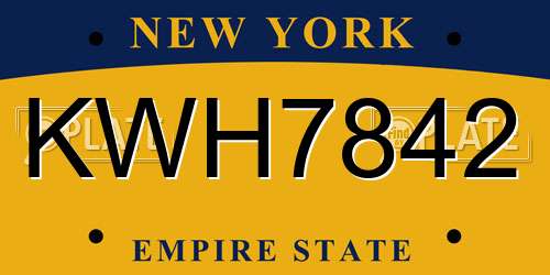 KWH7842 New York License Plate