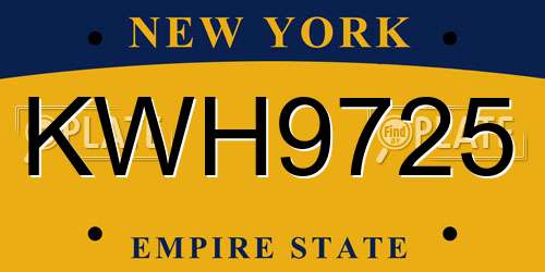 KWH9725 New York License Plate
