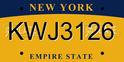 KWJ3126 New York License Plate