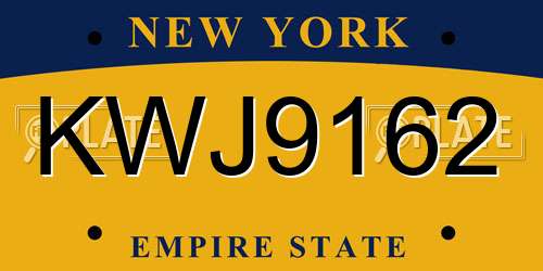 KWJ9162 New York License Plate