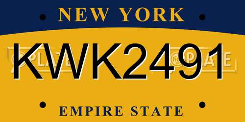 KWK2491 New York License Plate