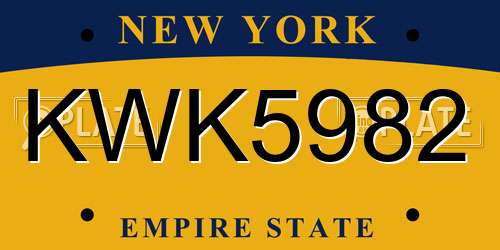 KWK5982 New York License Plate