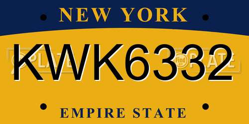 KWK6332 New York License Plate