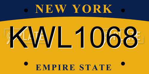 KWL1068 New York License Plate