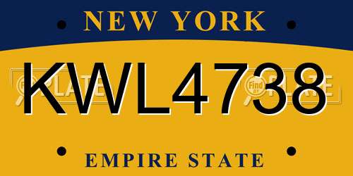 KWL4738 New York License Plate