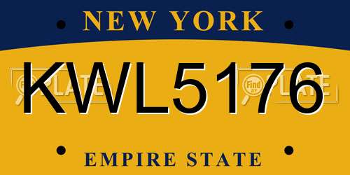 KWL5176 New York License Plate