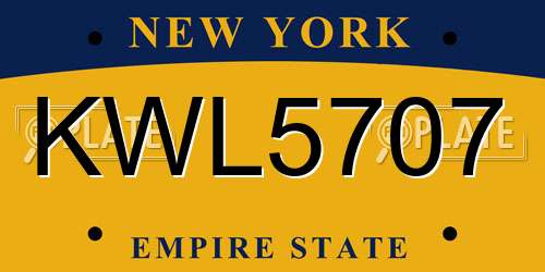 KWL5707 New York License Plate
