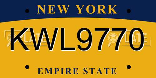 KWL9770 New York License Plate