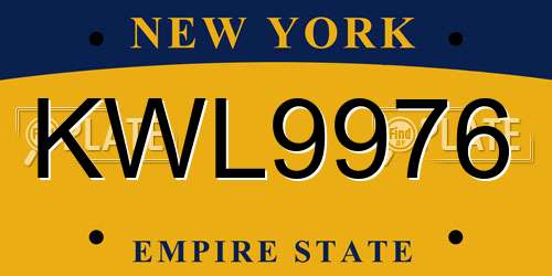 KWL9976 New York License Plate