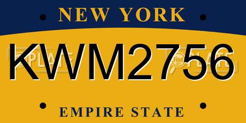 KWM2756 New York License Plate