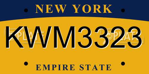 KWM3323 New York License Plate