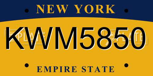 KWM5850 New York License Plate