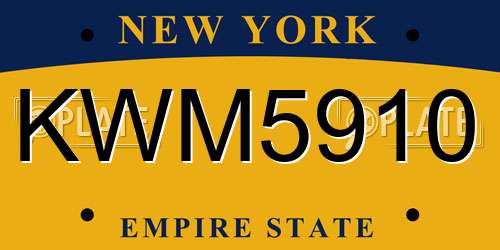 KWM5910 New York License Plate
