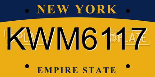 KWM6117 New York License Plate