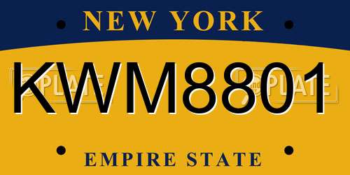 KWM8801 New York License Plate