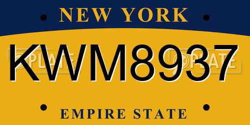 KWM8937 New York License Plate