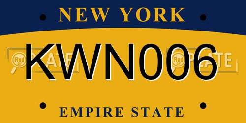 KWN006 New York License Plate
