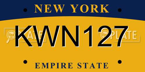 KWN127 New York License Plate